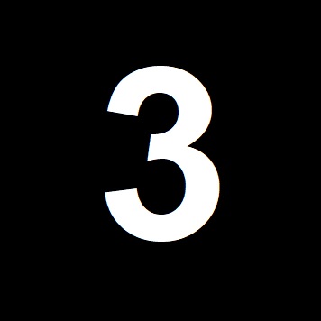 Numero 3 bianco su sfondo nero